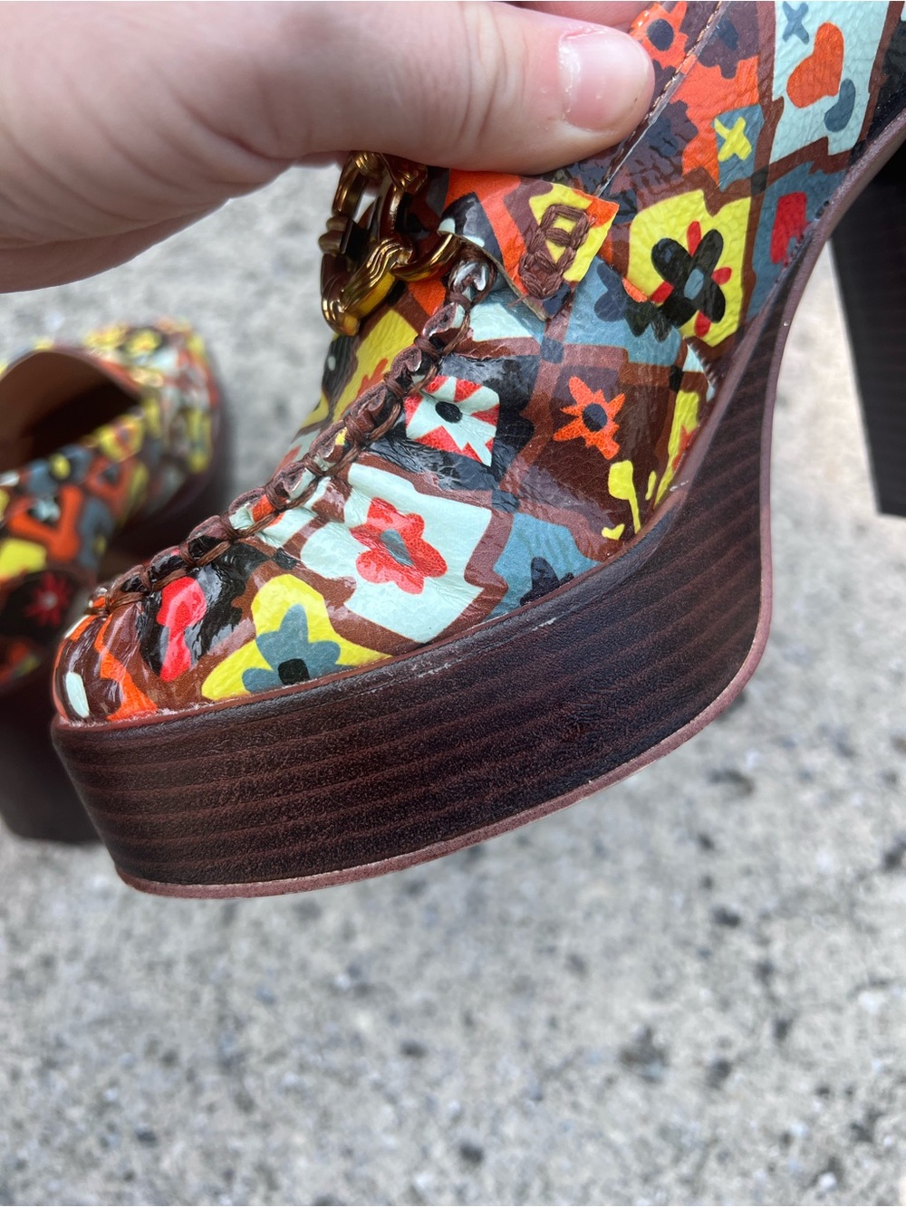 Circus Sam Edelman Susie Patent Loafer Colorful Fall 70s Platform Heels size 7 - Picture 5 of 9